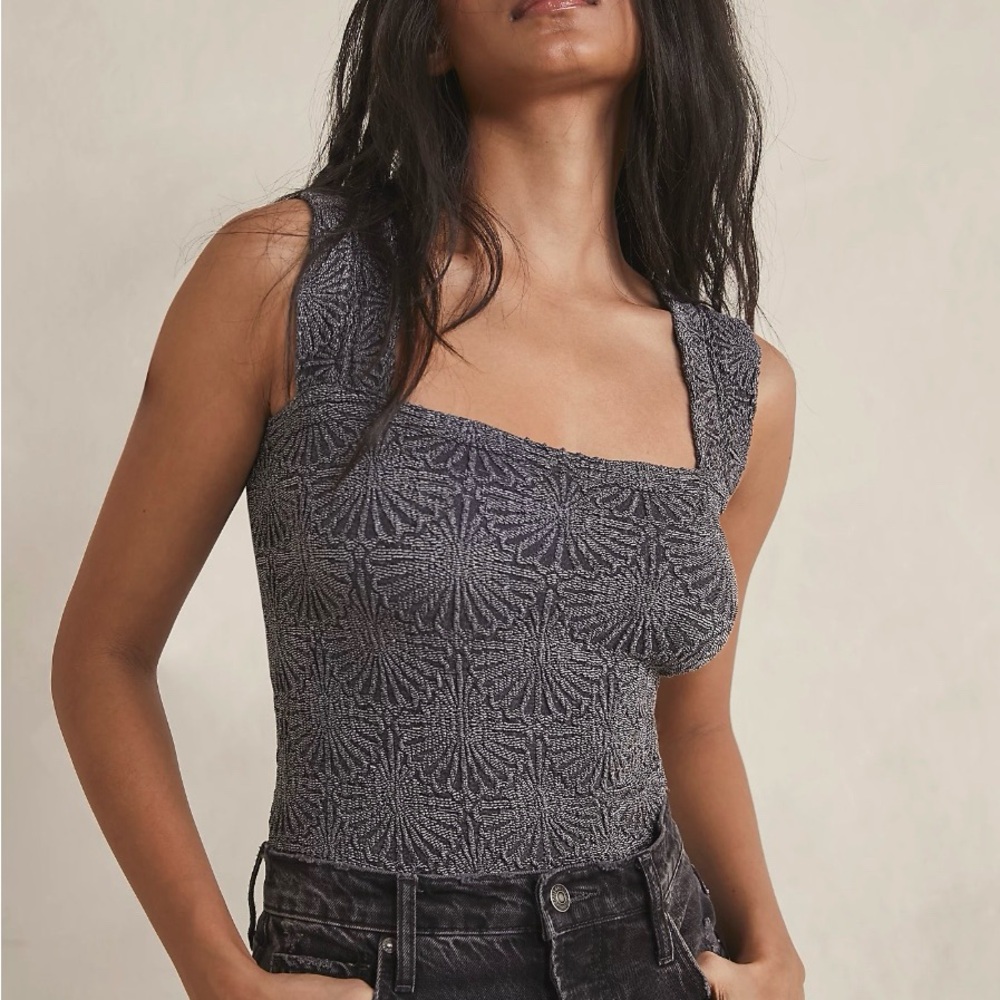 Free People Intimately Love Letter Cami, Black, Size M/L